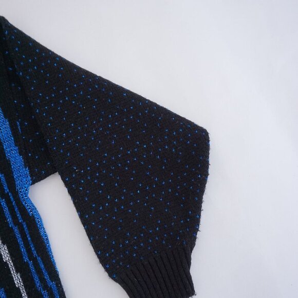 Vintage Ellen-D Kollection Black Blue Silver Knit Shimmer Abstract Sweater S - Picture 5 of 10